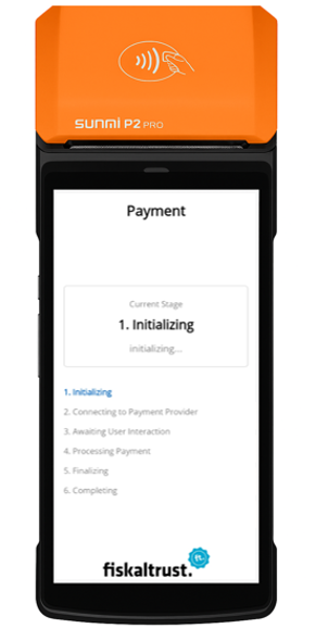 Payment in progress screen